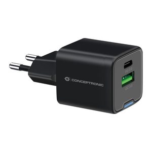 CONCEPTRONIC Ladegerät 2Port GaN USB-C/-A 20WPD3.0/PPS sw