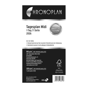 CHRONOPLAN Kalendereinlage 2026 Tagesplan Midi (9,6 x 17,2 cm)