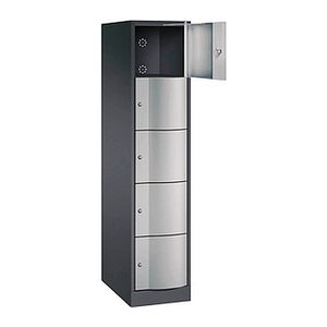 CP Schließfachschrank Resisto schwarzgrau, weißaluminium 8570-173 S10008, 5 Schließfächer 39,6 x 64,0 x 195,0 cm