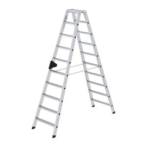 MUNK Stehleiter beidseitig 40220 silber 2x 10 Stufen, H: 232,0 cm