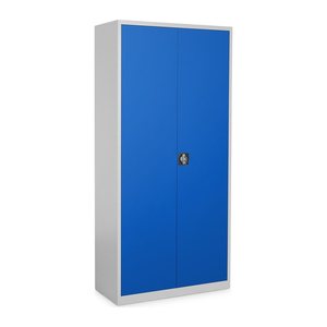 Aktenschrank aus Stahl – 800 x 380 (4,5 OH) – Korpus in Lichtgrau (Türen Enzianblau)
