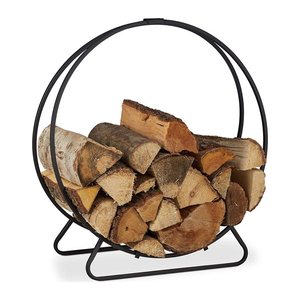 relaxdays Kaminholzkorb schwarz 61,0 x 26,0 x 65,0 cm, 1 St.
