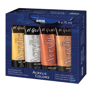 KREUL Metallic Colors Acrylfarben farbsortiert, 4 St.