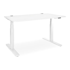 Elektrisch höhenverstellbarer Schreibtisch – Gestell Weiß (1600 x 800 mm, Platte Ahorn, Gestell RAL 9016)