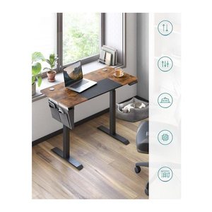 SONGMICS elektrisch höhenverstellbarer Schreibtisch braun rechteckig, C-Fuß-Gestell schwarz 120,0 x 60,0 cm