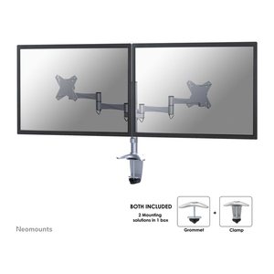 Neomounts Monitor-Halterung FPMA-D1330D silber für 2 Monitore, Tischklemme, Tischbohrung