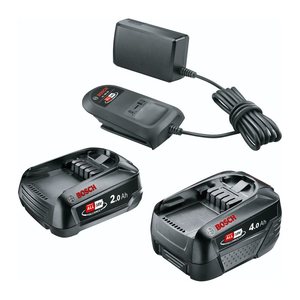 BOSCH Home & Garden Werkzeugakkus mit Ladegerät Starter-Set 18V Li-Ion 18,0 V, 1x 2,0 + 1x 4.0 Ah