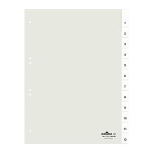 DURABLE Ordnerregister DIN A4 Vollformat 1-12/Jan.-Dez. transparent 12-teilig, 1 Satz
