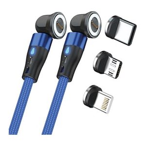 RealPower Magnetic cable,1m,2x magnetisch,blau mit Adaptern