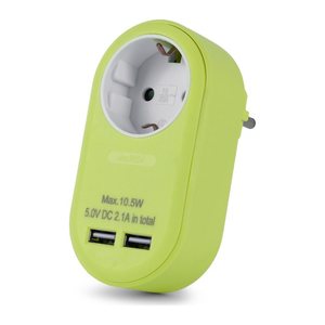 Entac Steckdosenadapter + 2x USB-A lime