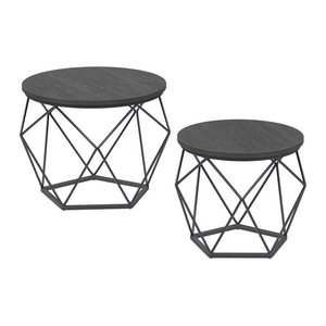 VASAGLE Couchtische-Set rund Spanplatte schwarz, 2 Set