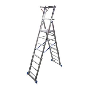 KRAUSE Podestleiter STABILO silber 8 Sprossen, H: 286,0 cm