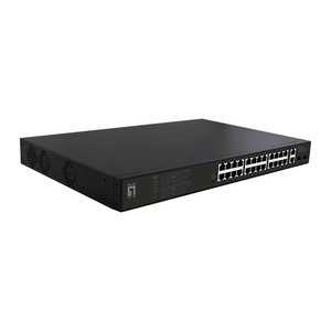 LevelOne PoE+Switch 24xGE PoE/2xGE/+390W 19" unmanaged Metal