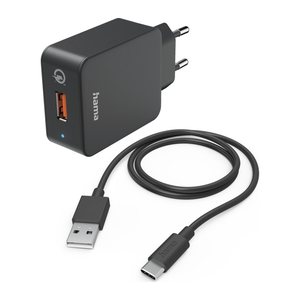 hama Ladekabel mit Adapter schwarz, Kabellänge: 1,5 m, 19,5 Watt