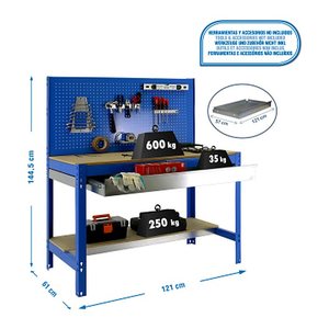 Simonrack Werkbank KIT SIMONWORK BT2 BOX 1200 + Gratis Deutschland-Schal blau 1 Schublade 120,0 x 61,0 x 144,5 cm