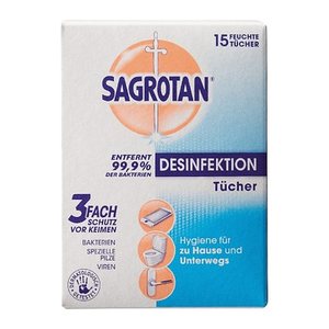 SAGROTAN® Desinfektionstücher DESINFEKTION 1-lagig weiß, 15 Tücher