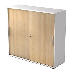 HAMMERBACHER Schiebetürenschrank, V1753S/W/E/RE weiß, eiche 2 Fachböden 120,0 x 40,0 x 110,0 cm