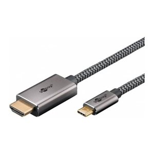 goobay USB 3.1 C-Stecker/HDMI-Stecker Kabel 3,0 m silber, schwarz, 1 St.