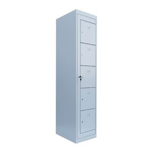 LÜLLMANN Schließfachschrank lichtgrau 526050, 5 Schließfächer 40,0 x 50,0 x 180,0 cm