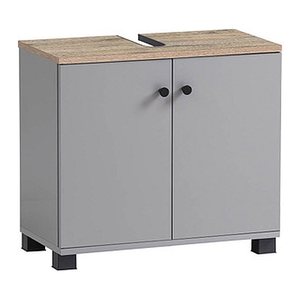 MÖBELPARTNER Waschbeckenunterschrank Lugo 157426 platingrau, wildeiche 59,8 x 32,6 x 62,4 cm