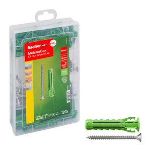 fischer Meister-Box Rund ums Haus rostfrei 531227 Dübel- und Schrauben-Sortiment, 120-teilig