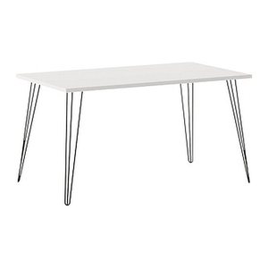 MÖBELPARTNER Fynn Schreibtisch weiß rechteckig, 4-Fuß-Gestell schwarz 120,0 x 80,0 cm