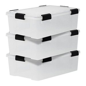IRIS Ohyama Water Proof Aufbewahrungsboxen 3x 30,0 l transparent, schwarz 29,0 x 39,0 x 19,1 cm, 3 St.