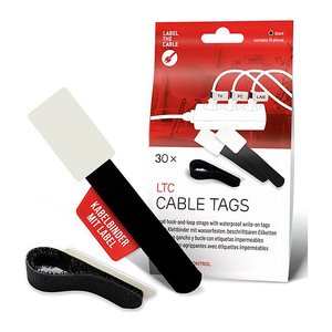 LTC Klettkabelbinderlabel Set wiederverwendbar, schwarz,30er