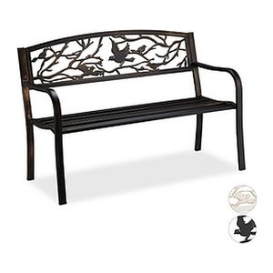 relaxdays Gartenbank 10030989_1254 braun Metall 127,0 cm