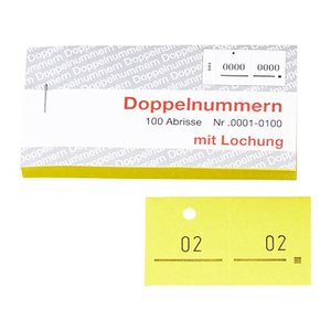 WOLF & APPENZELLER Doppelnummernblöcke 01-100, 101-200, 201-300, 301-400, 401-500, gelb, 5 Blöcke