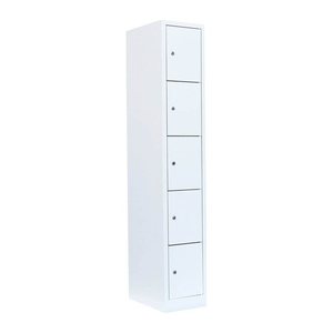 LÜLLMANN Schließfachschrank signalweiß 520517, 5 Schließfächer 31,5 x 50,0 x 180,0 cm