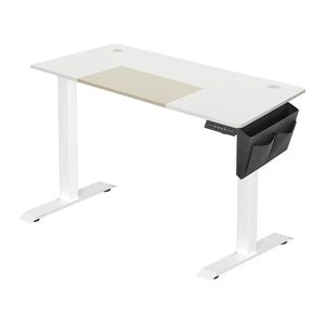 SONGMICS elektrisch höhenverstellbarer Schreibtisch weiß rechteckig, C-Fuß-Gestell weiß 140,0 x 60,0 cm