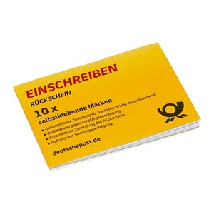 Deutsche Post 4,85 € Einschreibenmarken "Rückschein" 1852 selbstklebend, 10 St.