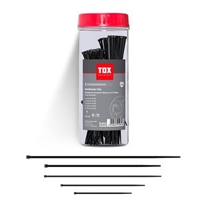 TOX Kabelbinder-Set Clip schwarz 100,0, 160,0, 200,0, 250,0 mm x 2,5, 3,6, 4,8 mm, 500 St.