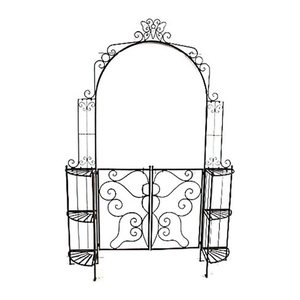 Garden Pleasure Rankbogen mit Tor LAKI Metall schwarz Bogen 156,0 x 29,0 x 233,0 cm, 1 St.