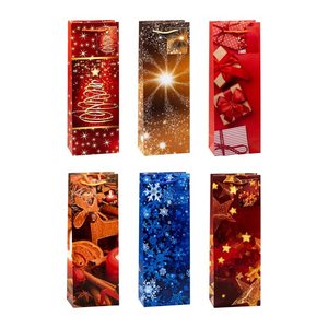 TSI Geschenktüten für Flaschen Weihnachten Serie 8 Motiv sortiert 12,0 x 36,0 cm, 12 St.