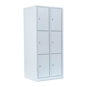LÜLLMANN Schließfachschrank lichtgrau 523320, 6 Schließfächer 80,0 x 50,0 x 180,0 cm
