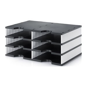 styro Sortierstation styrodoc duo black & white schwarz/weiß mit 6 Fächern