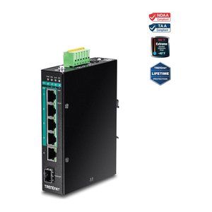TRENDnet Industrial Switch 6-Port Gbit PoE+ L2 Man DIN-Rail