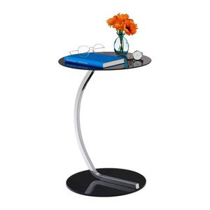 relaxdays Beistelltisch rund Glas schwarz 40,0 x 40,0 x 55,0 cm, 1 St.