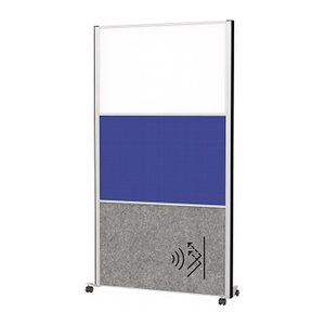 MAUL Akustik-Trennwand MAULconnecto 9651795, blau, dunkelgrau, weiß 100,0 x 182,0 cm mit Rollen, 1 St.