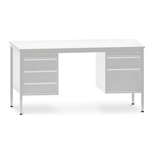 Schreibtisch mit Hängecontainern (Grau) (3 / 2 Schübe)