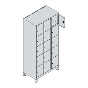CP Schließfachschrank Classic Plus lichtgrau, rubinrot 080010-305 S10001, 15 Schließfächer 90,0 x 50,0 x 195,0 cm