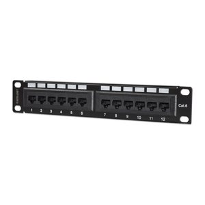 INTELLINET 10" Patchpanel 1HE 12-Port Cat6 UTP schwarz