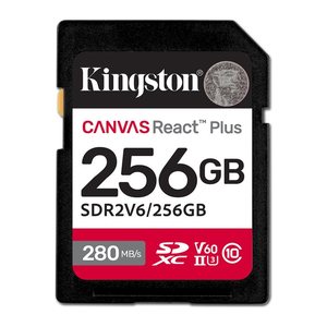SD Card 256GB Kingston SDXC React+ 280R/150W Reader retail