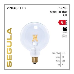 SEGULA LED Globe 125 klar E27 5W 400Lm 2200K dimmbar