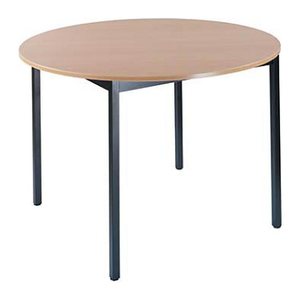 SODEMATUB Mehrzwecktisch buche, schwarz rund, Vierkantrohr schwarz, 80,0 x 80,0 x 74,0 cm