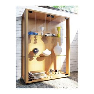 VCM my home Sintalo Vitrine buche 2 Fachböden mit Beleuchtung