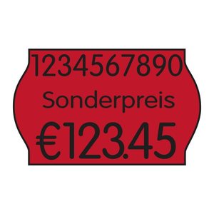 PrinterLabels AS Preisetiketten leuchtrot permanent 26,0 x 16,0 mm, 12 Rollen