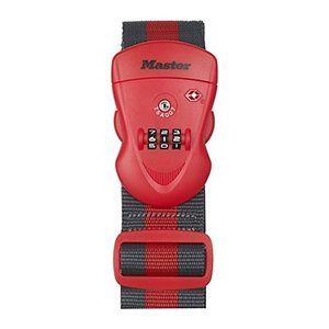 MASTER LOCK Gepäckgurt mit Zahlenschloss Rot, 190x6,5x4,8cm
